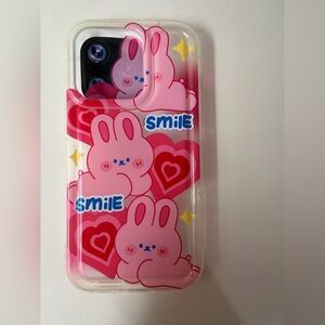 Cute Pink Bunny iPhone 14 Pro Case Kawaii Soft Girl Aesthetic